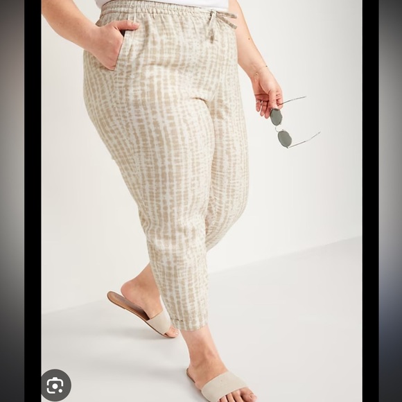 Old Navy High-Waisted Tie-Dye Linen-Blend Straight Cropped Pants - Picture 1 of 7